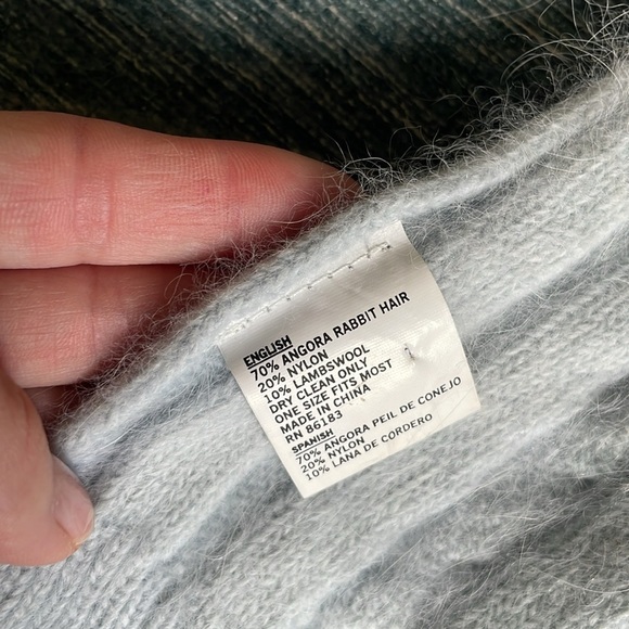 Light Blue Rabbits Fur & Lambswool Knit Braided Scarf - Picture 8 of 10